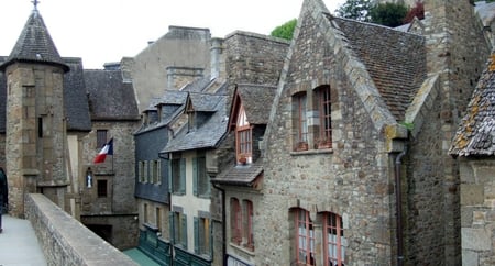 Mont Saint Michel Village - island, abbey, mont saint michel village, medieval, mont saint michel, mont saint michel abbey, normandy, benedictine, france, monastery