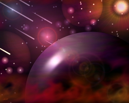 Purple Planet - space, abstract, planets, science fiction, fantasy, sci fi, 3d, stars