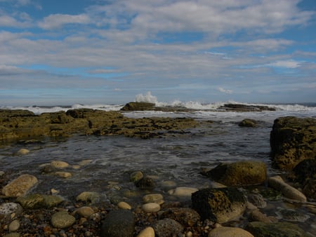 Waves - nature, sky, rocks, waves