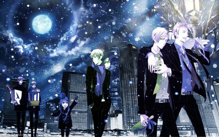 While Night Snow! - moon, winter, axis powers, snow, hetalia, night