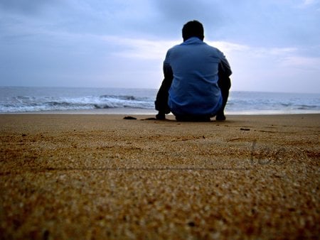 alone - sadness, alone, pain, field, man, sky