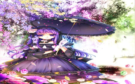 The Day of spring - anime, female, cherry blossom, cherry tree, spring, color