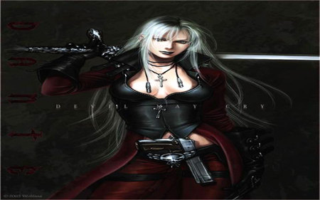 Devil May Cry - devil may cry, sword, sexy, female, gun, cross, darkness