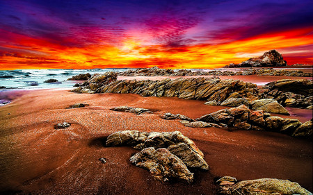 The Fury - beach, sea, beauty, wave, rocks, sky