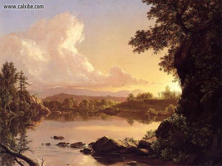 Scene on the Catskill Creek - cloud, sunset, tree, creek