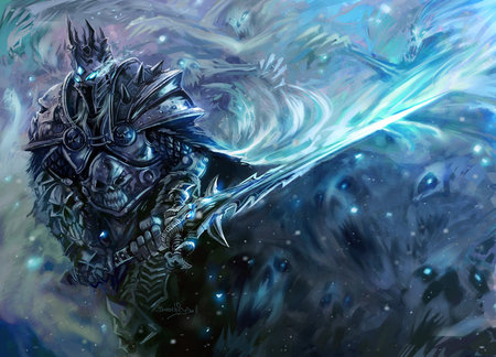 Lich King - ice, frostmourne, death, light, winter, arthas, lich king, king, blade, wow, death knight, cold, world of warcraft, snow, weapon