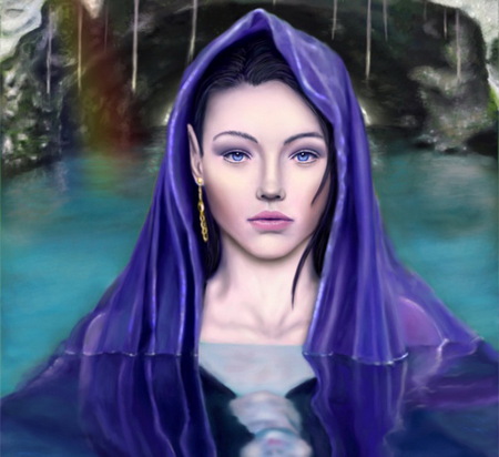 Forbidden World - beauty, elf, girl, wallpaper, fantasy, cg, abstract, river, cave