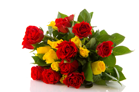 Roses - nice, roses, photography, bouquet, rose, cool, yellow, red, beautiful, leaves, flowers, photo, flower, elegantly, harmony