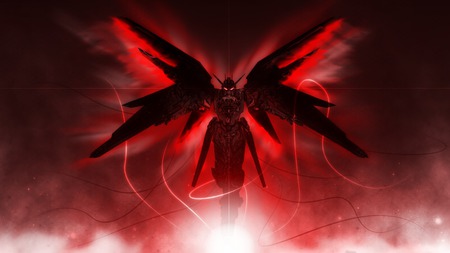 The Dark Freedom - anime, freedom, vector, gundam, cool, evil, black, red, mecha, gundam seed