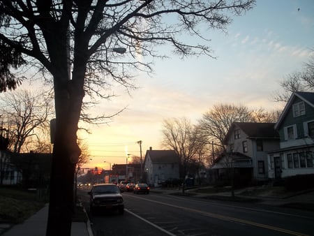 a look at my morning - morning, nature, sky, houses, trees, rochester