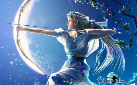 Starry-Tales--Kagaya - beauty, girl, hero, hair, blue, anime, arrow