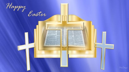 Golden Easter - jesus, bible, blue, easter, religious, crosses, religion, golden, gold, cross, firefox persona fie, christian