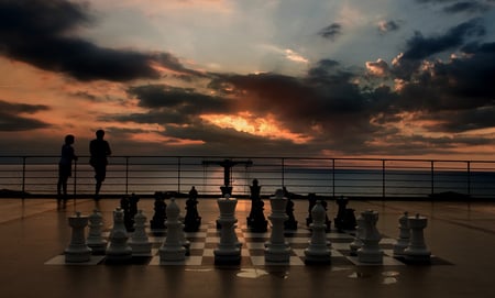 chess - chess, game, couple, sky