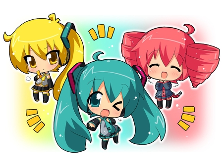 chibi vocaloids - localoids, kawaii, miku, chibi