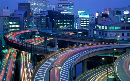 Tokyo-at-Night-Japan - neon, tokyo, road, landscape, night, light, architecture, japan, sky, building