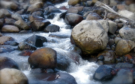 Rushing Mountain Creek - art, river, water, brook, spring, rocks, creek