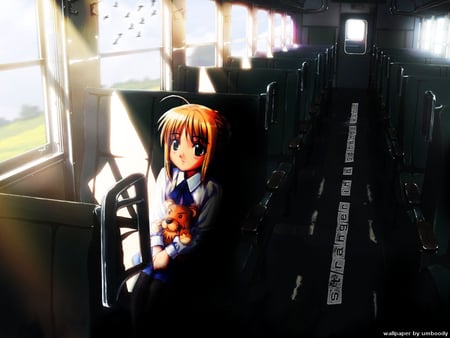 Stranger In The Strange World - saber, sunshine, lion, noon, fate stay night, arturia, doll, lonely, game, bus, anime, cute