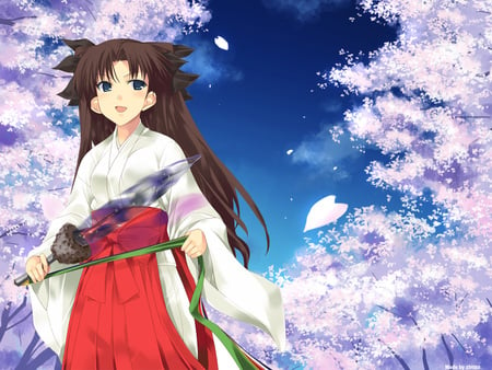 Miko Shrine Maiden - rin, shrine, game, anime, zeltrech, maiden, fate stay night, miko