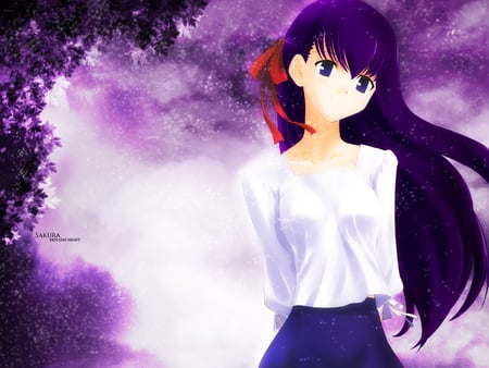 Waiting for him... - sakura, game, beautiful, long hair, anime, smile, fate stay night