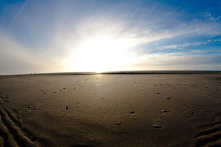 Beach in St.Peter-Ording - beach, sun, clouds, sand, germany