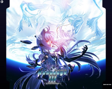 Kos - Mos & Me - xenosaga, game, anime, blue, girl, earth, space, necklace, mecha, kos-mos