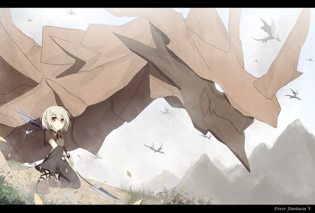 Girl with dragon - anime, dragon, girl, pixiv, fantasia