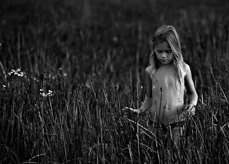 growing - girl, little, field, childhood