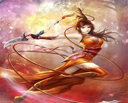 Dancing Girl - china, girl, oriental, sword, whip, jademan, dancing