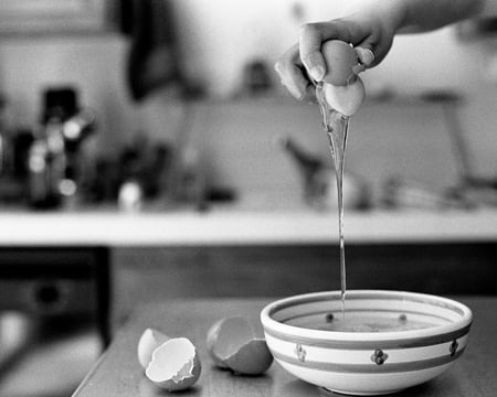 Baking Perfect - eggs, cooking, bowl, cook, black and white, baking