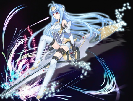 Kos-Mos Armament - long hair, xenosaga, armament, game, blue, anime, guns, kos-mos, mecha