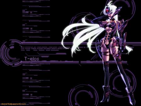 T-Elos - xenosaga, game, anime, t-elos, darkness, long hair, white hair, black, mecha, android