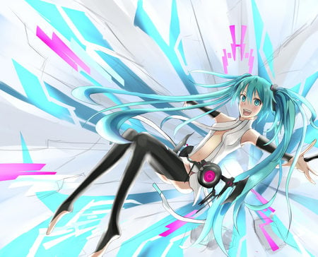 Miku Append - pretty, artistic, pink, nice, program, append, hot, beauty, virtual, cg, white, cute, aqua eyes, song, sexy, vocaloid, anime, twintail, hatsune miku, music, aqua, stockings, art, idol, anime girl, miku append, beautiful, singer, girl, cool, black, miku, awesome, diva, digital, aqua hair, hatsune, vocaloids