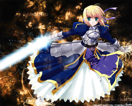 Saber Sword Light - saber, warrior, sword, fate stay night, light