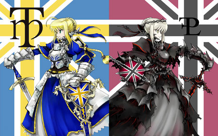 England Warrior Knight - england, saber, dark saber, fate stay night, flag, knight