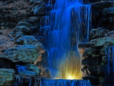 blue-fall-fractal - fall, fantasy, water, other