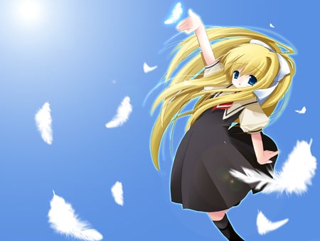 Kamio Misuzu - sky, cute, girl, fly