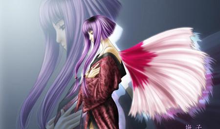 Anime-girl-with-purple-hair - purple, girl, hair, beautiful, anime, colors