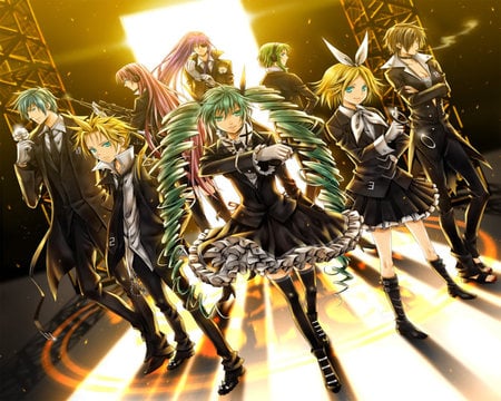 Vocaloids Team - rock, miku, miku hatsune, vocaloid, music, team