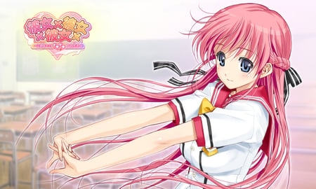 Orifushi Akina - anime, akina, girl, cute, pink, hair