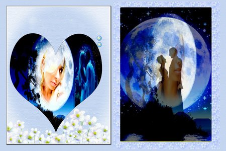 Kanchan Bagari: Fantasy Love Wallpaper - moon, love, sky, kanchan bagari, girl, heart, wallpaper, rose, fantasy, star, amazing, blue, beautiful