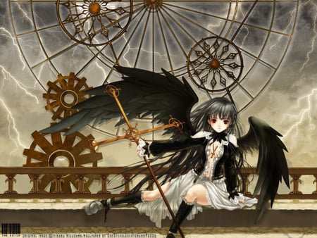 Dark Angel - wings, hikaru mizusawa, black wing, anime, cross, angel