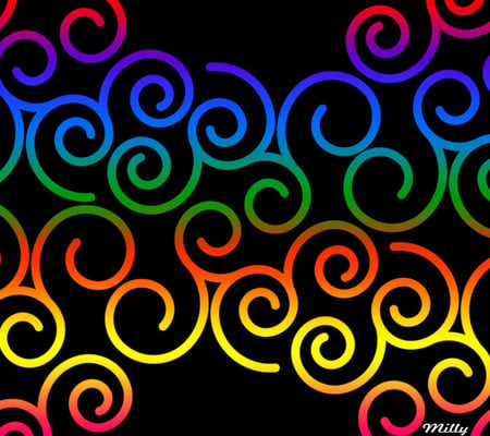 Coloured Curl Pattern - colours, patterns, designs, curls