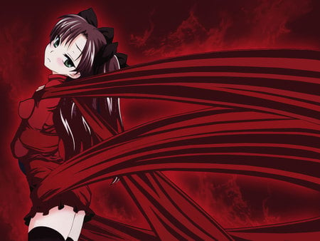 Capture by Darkness - game, anime, mini skirt, dark, master, rin, black, red, fate stay night, sexy, tohsaka