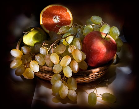 still life - colour, grape, taste, autumn, rich, fruits, apple, still life