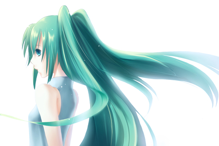 Hatsune Miku - pretty, light, uniform, nice, program, hot, beauty, virtual, cg, white, gray, cute, aqua eyes, song, sexy, vocaloid, anime, twintail, hatsune miku, music, aqua, hd, art, idol, anime girl, beautiful, singer, girl, cool, glow, miku, awesome, diva, digital, aqua hair, hatsune, vocaloids