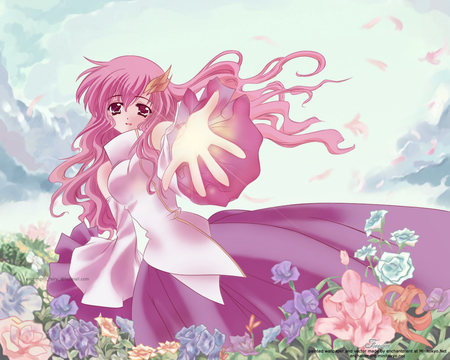 Laucs Clyne - beauitful, anime girl, spring, gundam seed, flower, laucs clyne