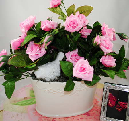 pink roses - roses, pink, beautiful, still life, arrangement