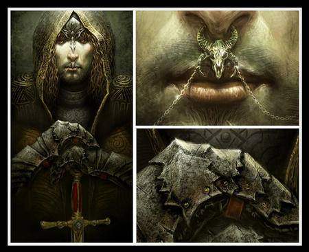 Knight - abstract, chain, armour, artwork, knight, sword, nose-ring, fantasy