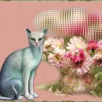 Fantasy cat with Easter flowers