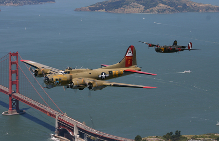 B-17 and B-25 - b17, ww2, fortress, flying, b25, wwii, bomber